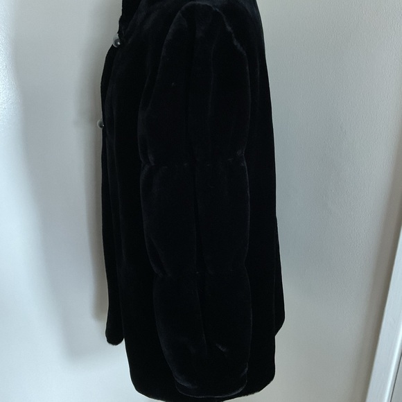 Vintage Borgessa Casper Black Faux Fur Plush Mid-Length Coat Jacket M/L Luxury - Picture 5 of 7
